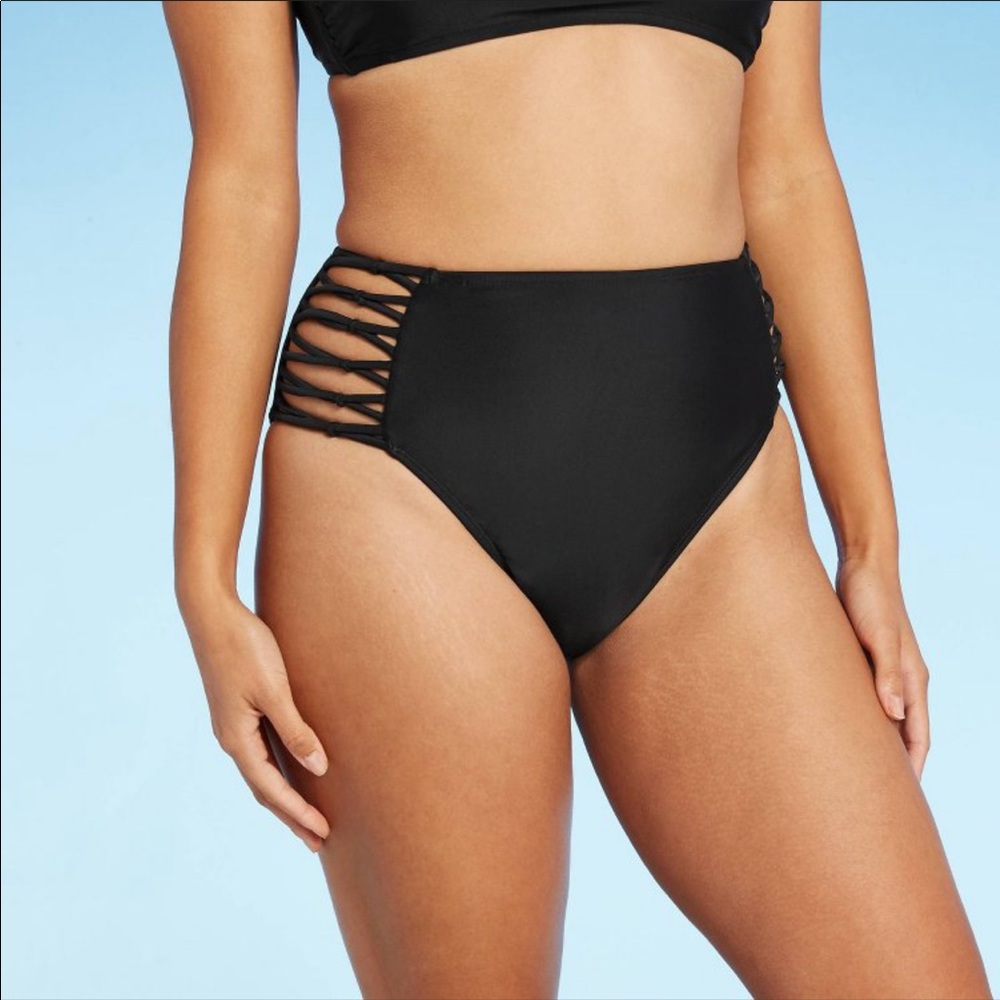 Strappy Knotted High Waisted Cheeky Bikini Bottom